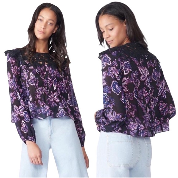 Veronica Beard silk and lace blouse - Picture 1 of 12